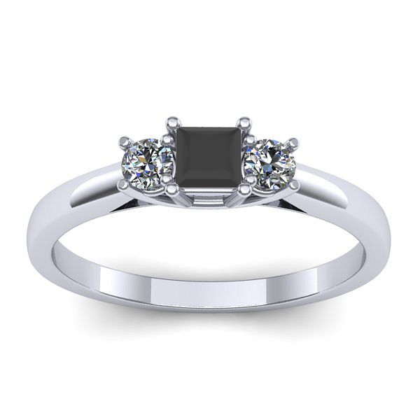 Inel logodna cu diamant negru patrat