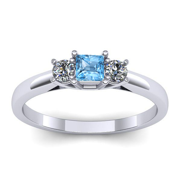 Inel logodna cu topaz blue patrat