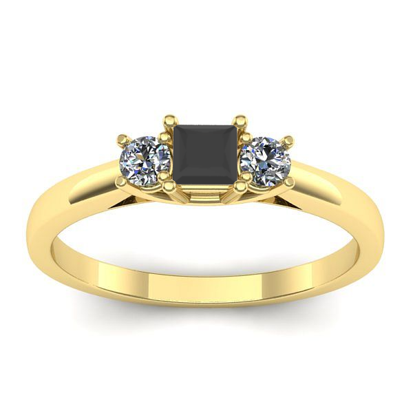 Inel de logodna cu diamant negru patrat