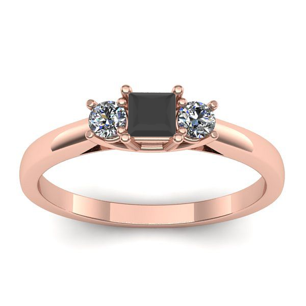 Inel logodna cu diamant negru patrat