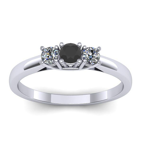 Inel cu diamant negru rotund