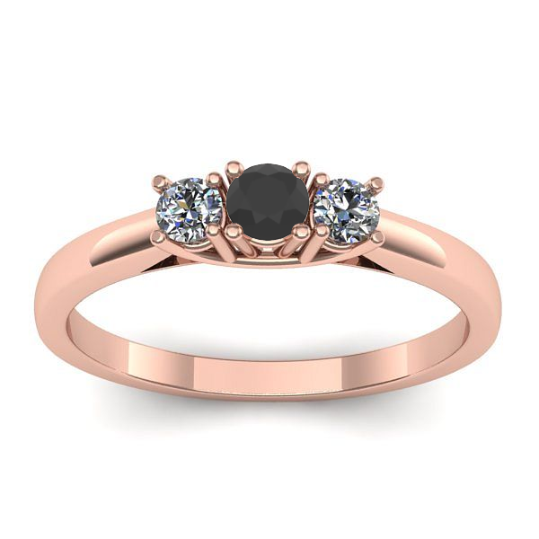Inel de logodna cu diamant negru rotund