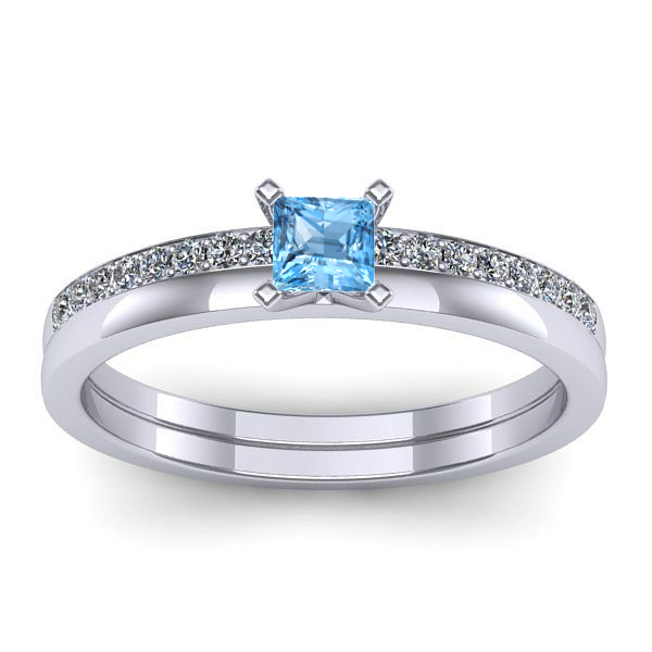 Inel cu topaz blue patrat