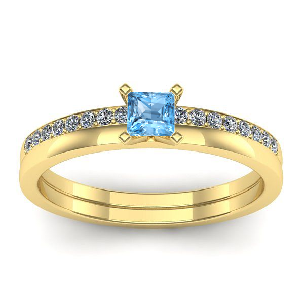 Inel logodna cu topaz blue patrat