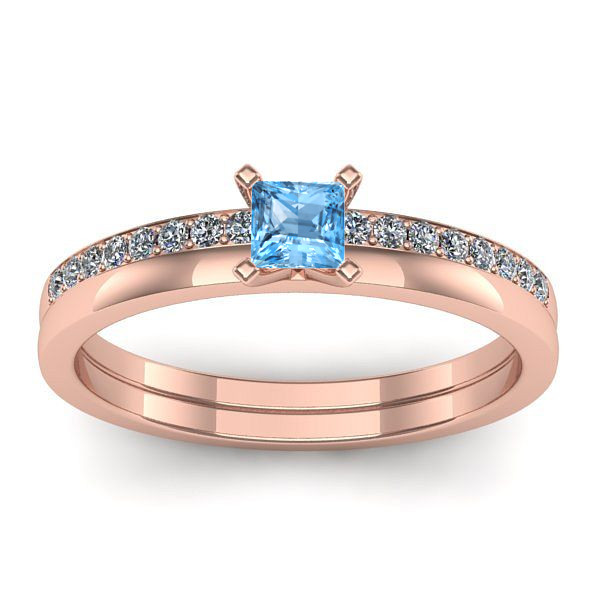 Inel logodna cu topaz blue patrat