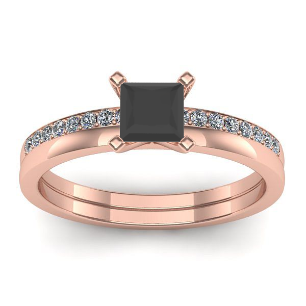 Inel cu diamant negru patrat