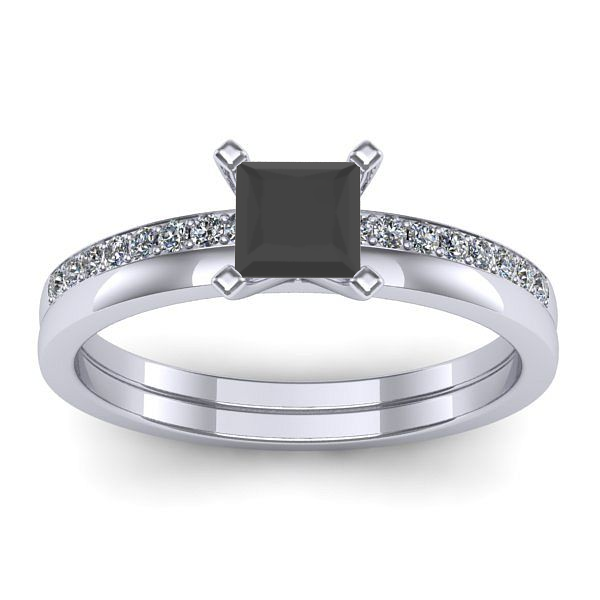 Inel de logodna cu diamant negru patrat