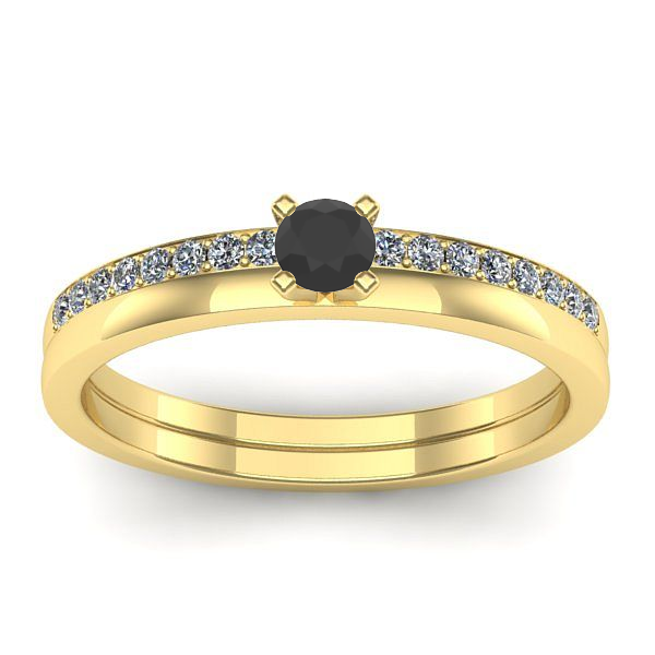 Inel cu diamant negru rotund
