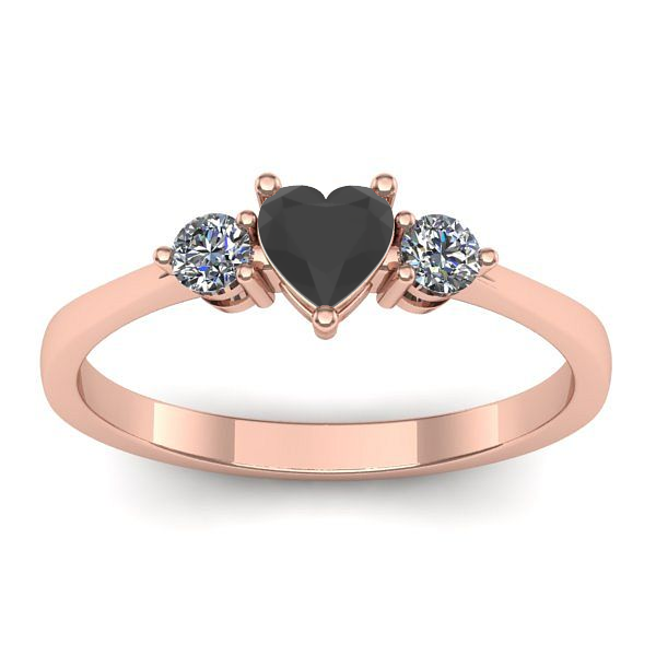 Inel cu diamant negru inima