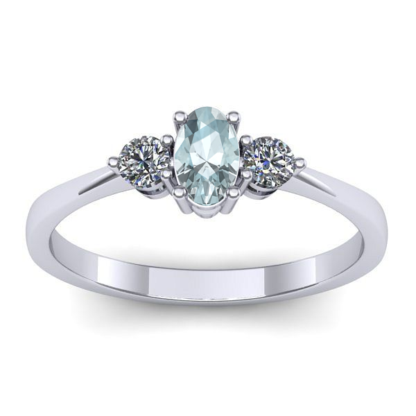 Inel cu aquamarin oval