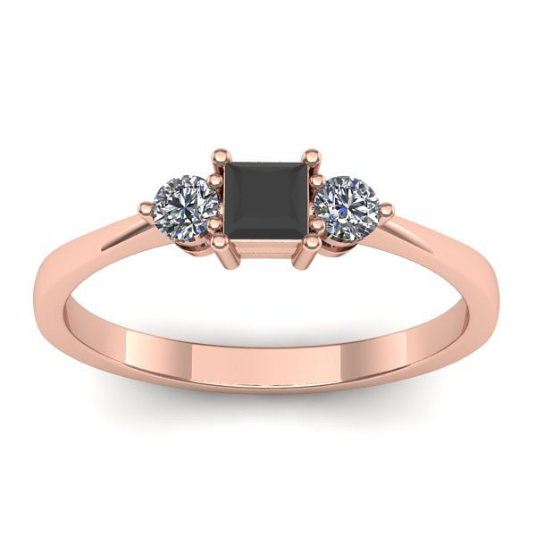 Inel de logodna cu diamant negru patrat
