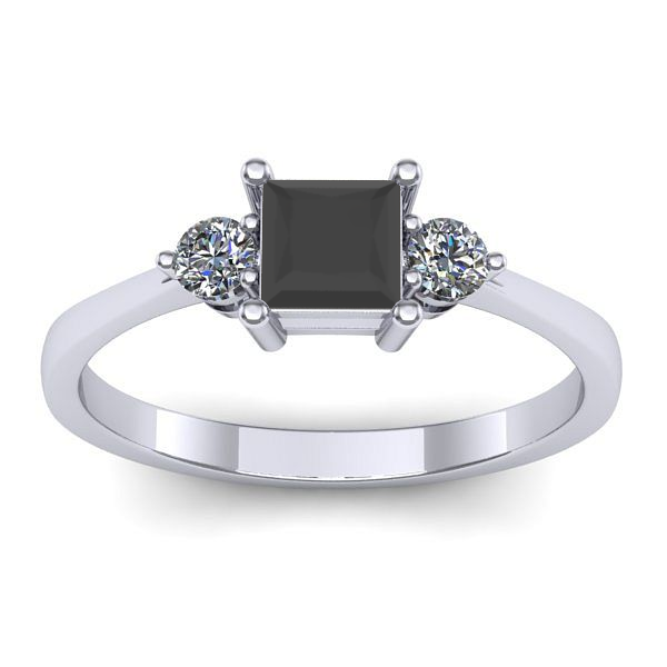 Inel cu diamant negru patrat
