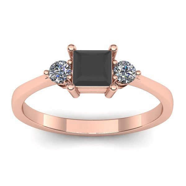 Inel logodna cu diamant negru patrat
