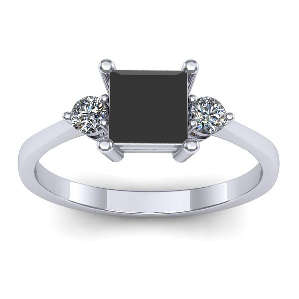 Inel de logodna cu diamant negru patrat