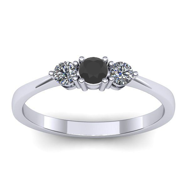 Inel logodna cu diamant negru rotund