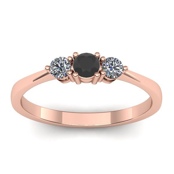 Inel de logodna cu diamant negru rotund