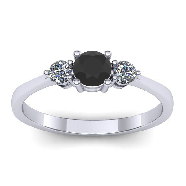 Inel cu diamant negru rotund