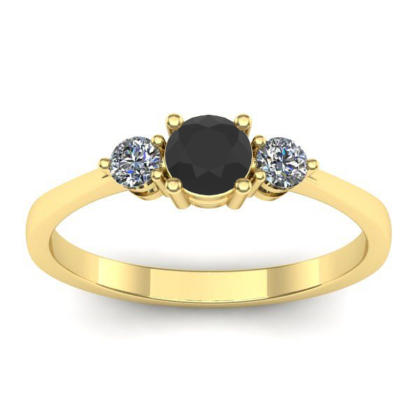 Inel cu diamant negru rotund