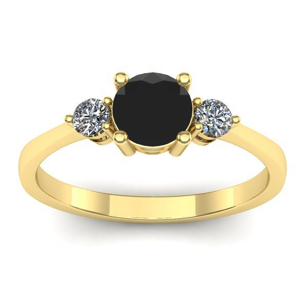 Inel de logodna cu diamant negru rotund