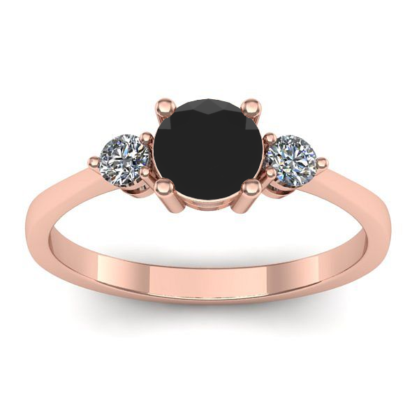 Inel cu diamant negru rotund