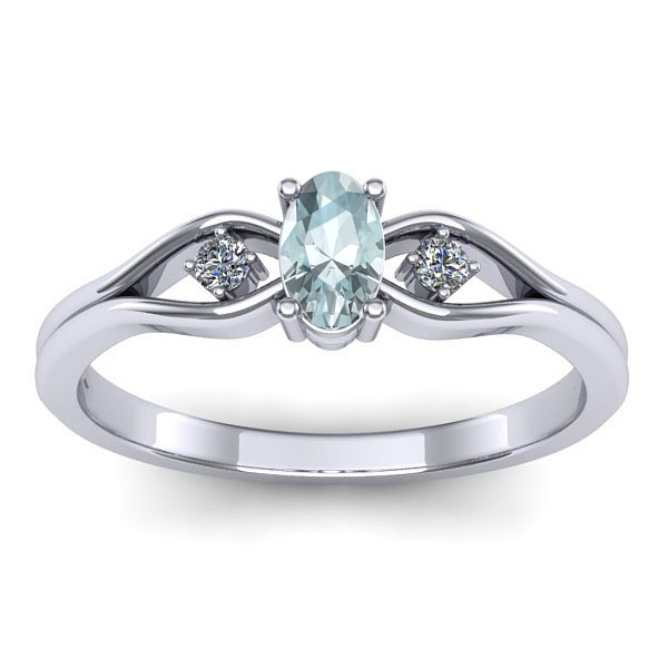 Inel de logodna cu aquamarin oval