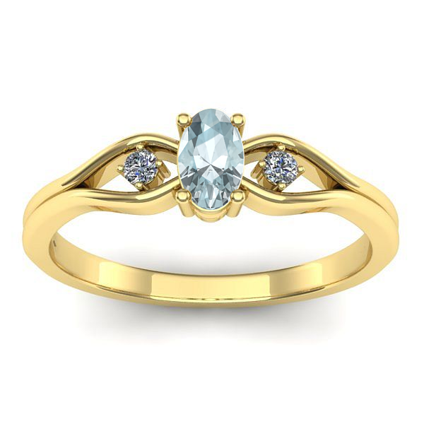 Inel de logodna cu aquamarin oval