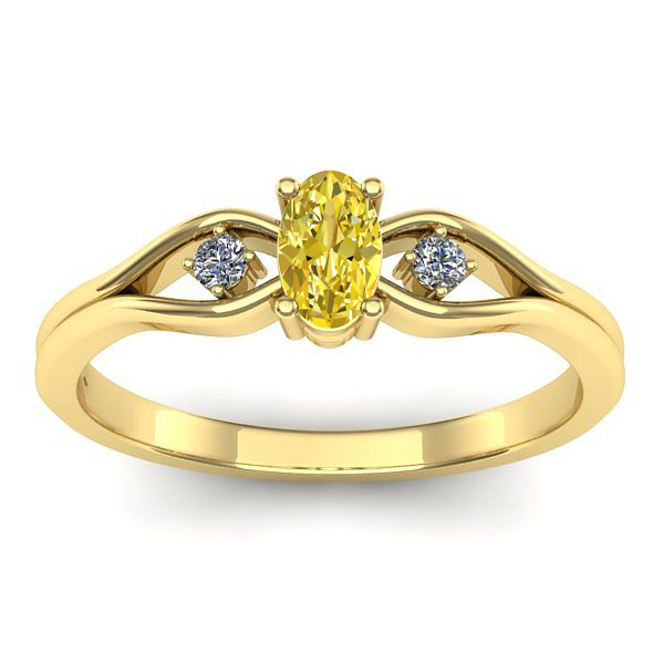 Inel cu safir galben oval