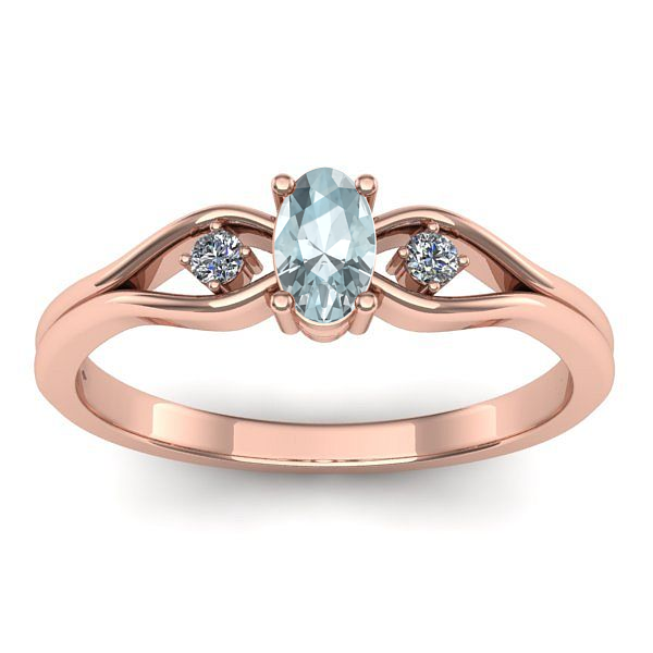Inel cu aquamarin oval