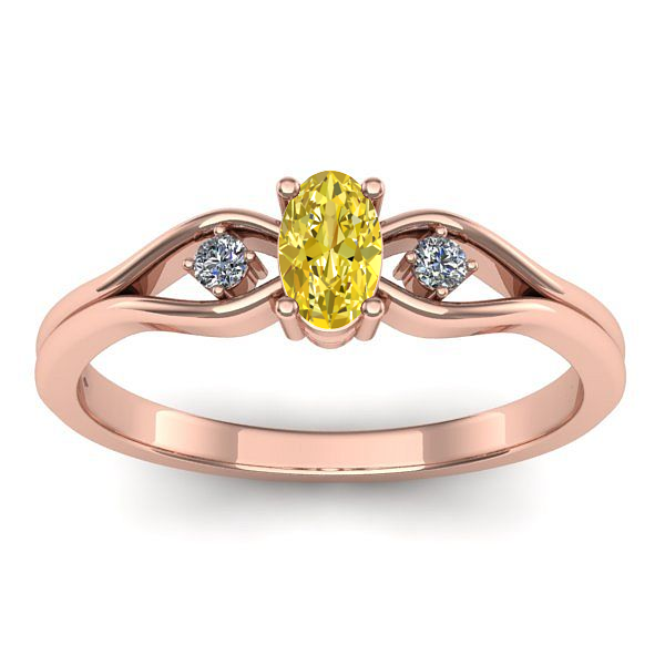 Inel cu safir galben oval