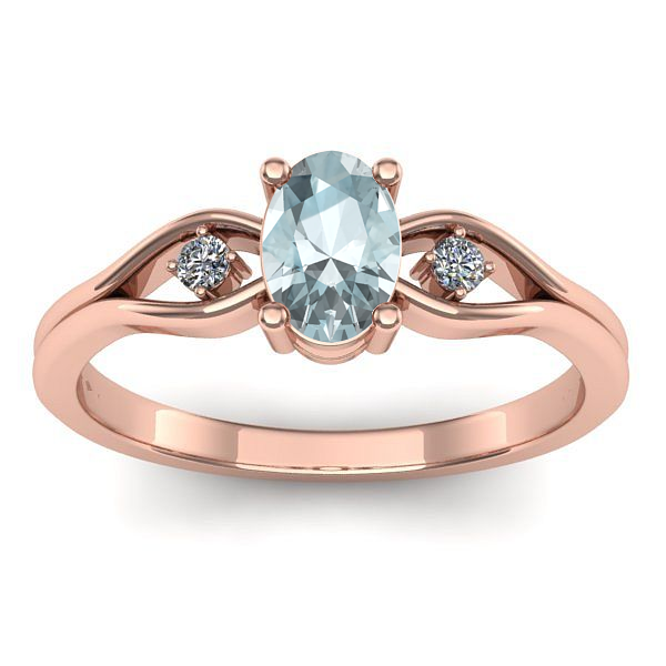 Inel cu aquamarin oval