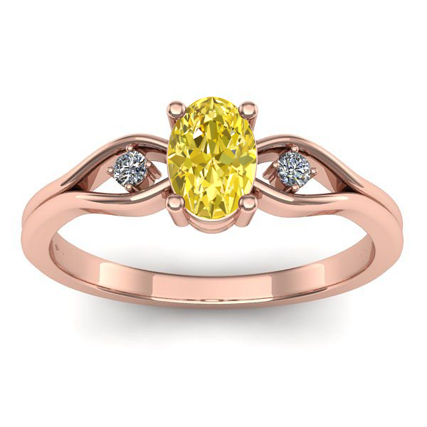 Inel de logodna cu safir galben oval