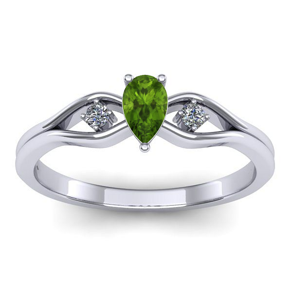 Inel de logodna cu peridot lacrima