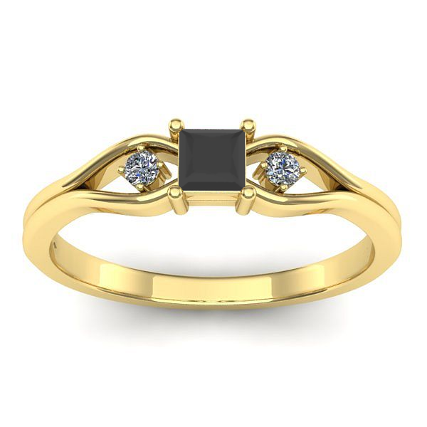 Inel logodna cu diamant negru patrat