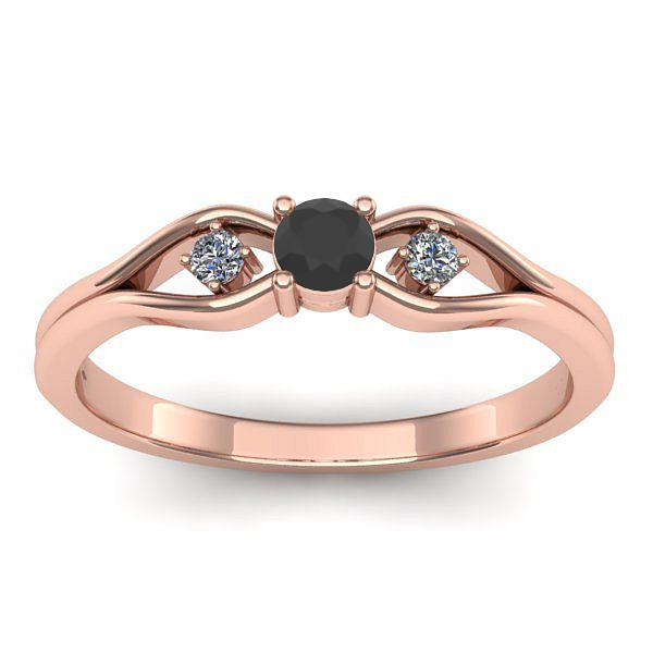 Inel logodna cu diamant negru rotund