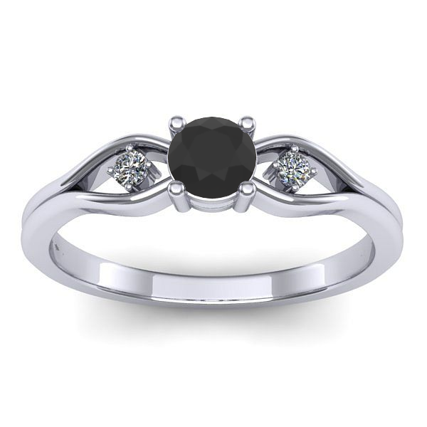 Inel logodna cu diamant negru rotund
