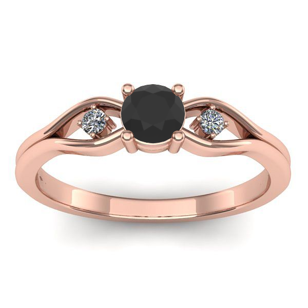 Inel logodna cu diamant negru rotund