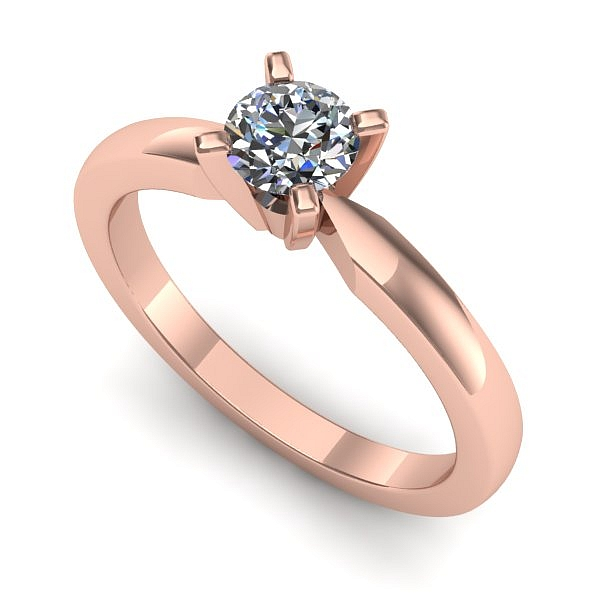 Inel de logodna din aur roz cu diamant